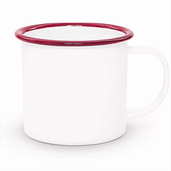 Retro Ceramic Mugs Rim Red